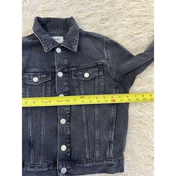 AGOLDE Women’s Black Vivian Cropped Denim Jean Jacket Size XS Distressed - Picture 4 of 11